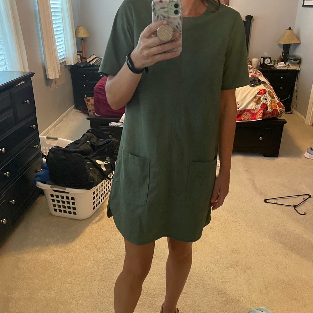 Jade Suede Drop Dress